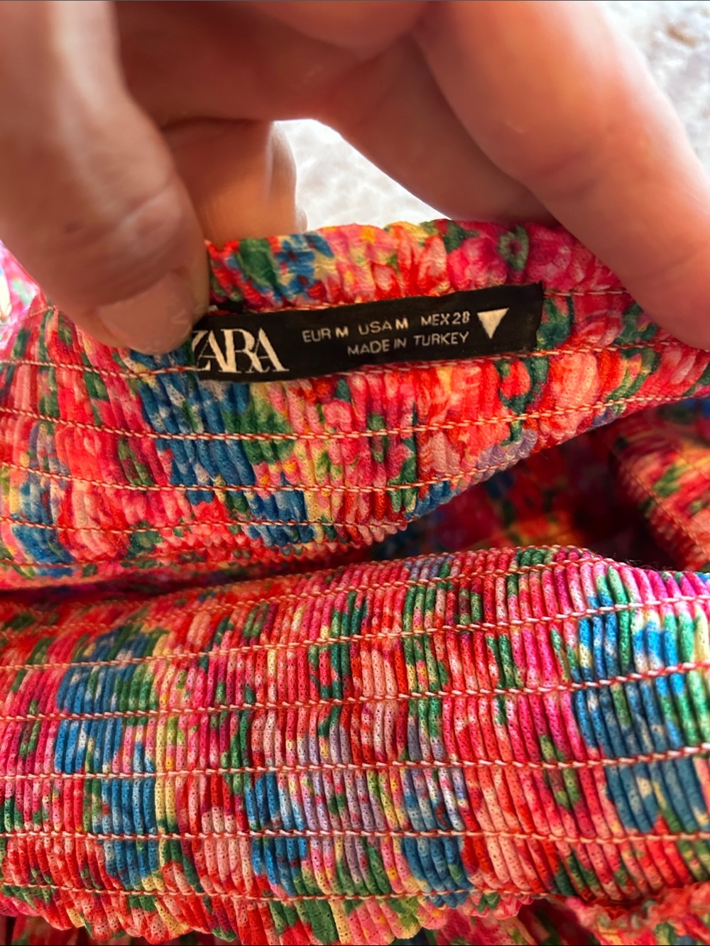 Zara Hot Pink Floral Square-Neck Puff Sleeve Mini Dress - Picture 2 of 6